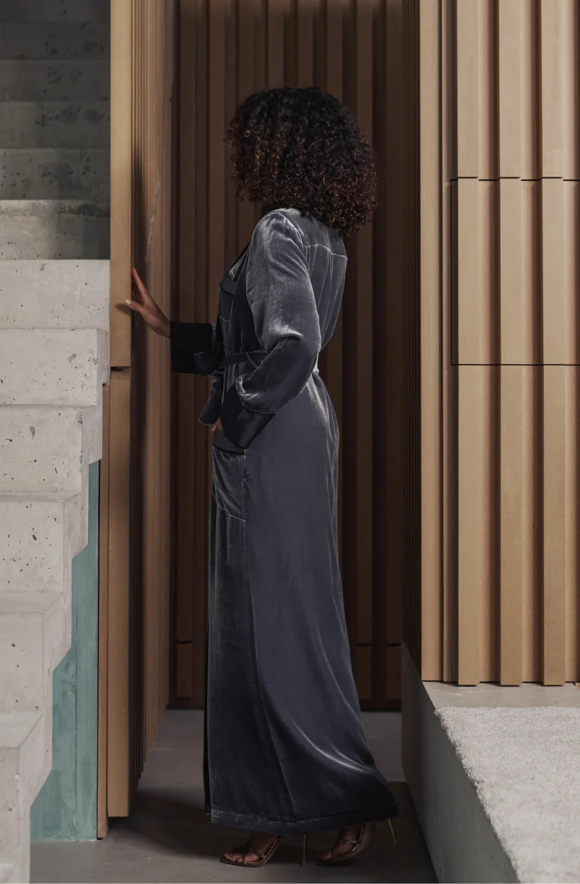 Peignoir long Bruna en velours gris - Image 4