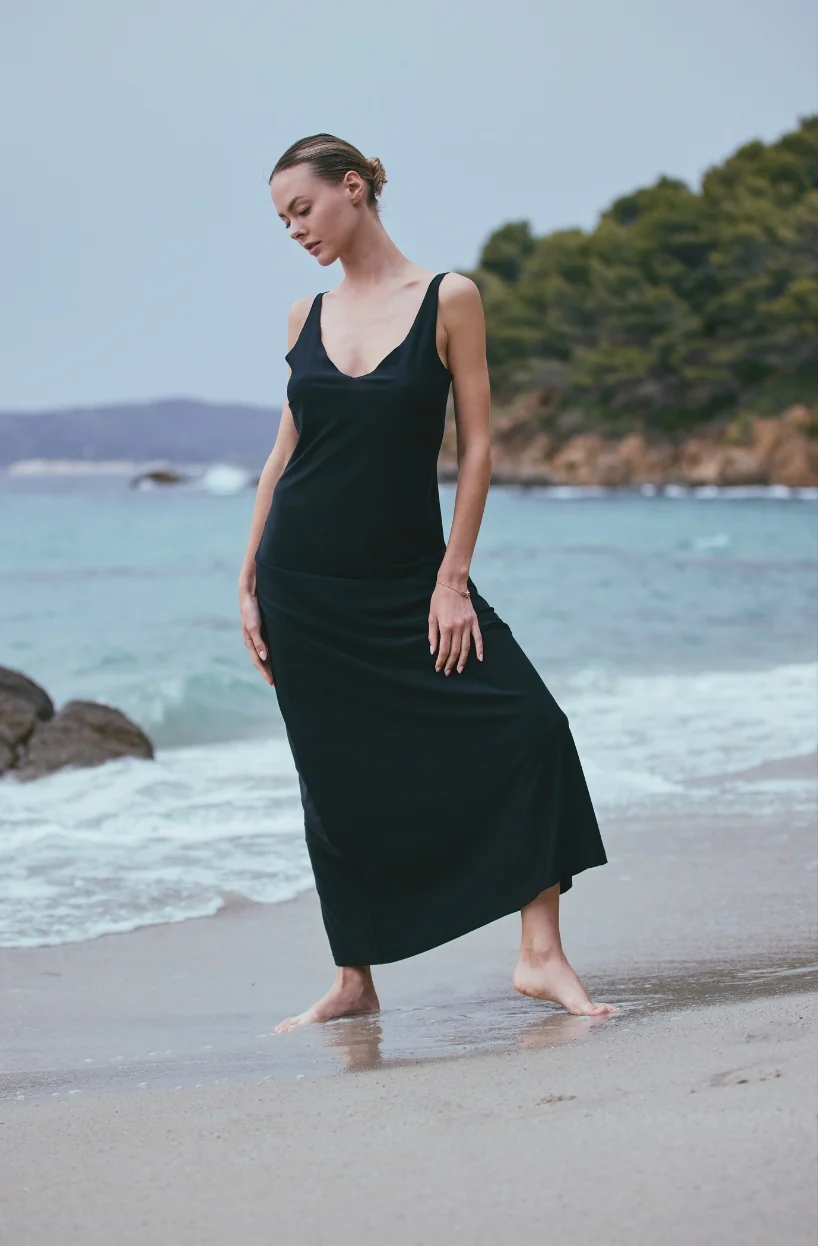 Fond de robe long Angèle en maille noire - Image 3