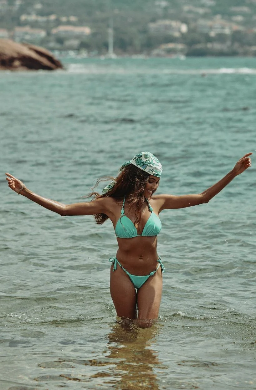 Haut de maillot triangle à bijoux Cyra bleu Caraïbes - Image 3