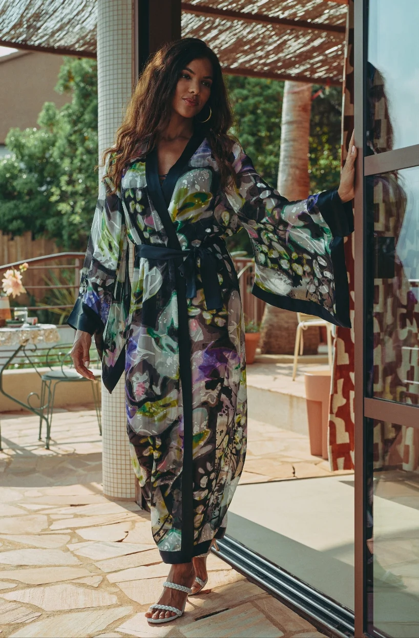 Kimono long en mousseline imprimée Cassiopée - Image 3