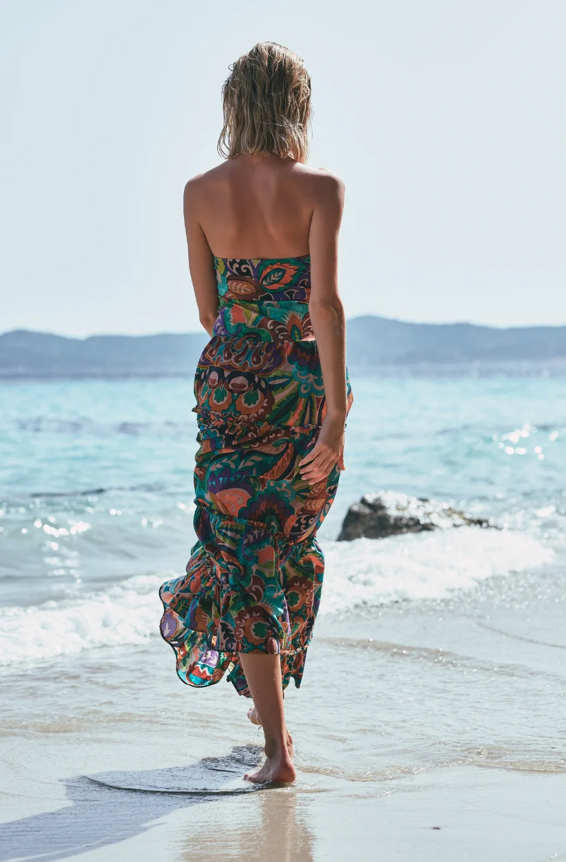 Robe-paréo Athéna en coton et soie imprimée - Image 2